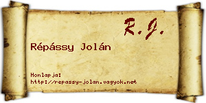 Répássy Jolán névjegykártya